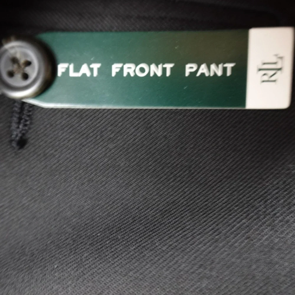 NEW Ralph Lauren Pants Mens 38X32 Black Chino Trouser Dress‎ Slacks Flat Front